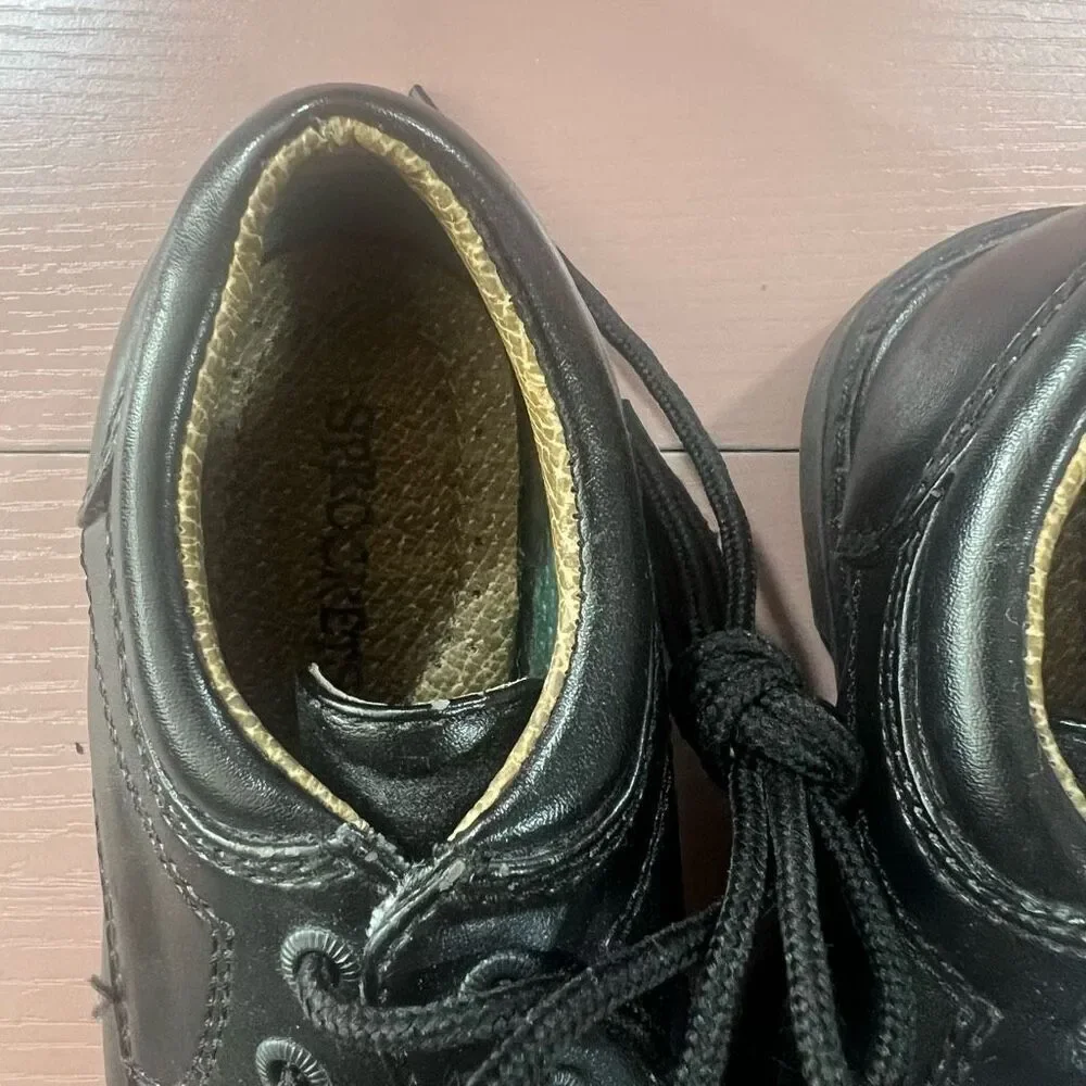 🏈 Toddlers Sprockets Black Dress Lace Up Hard Sole Shoes Size 8